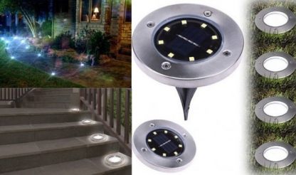 4 Ubodne Solarne Disk Svetiljke – 8 Led dioda - Slika 3