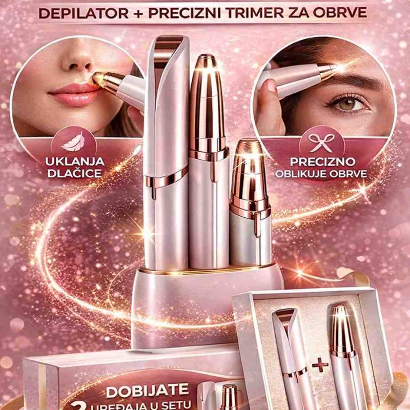 depilator za lice i trimer za obrve set 2u1