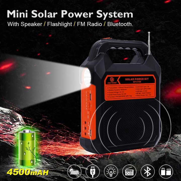 Solarni sistem sa akumulatorom 3 sijalice Fm radio, Bluetooth
