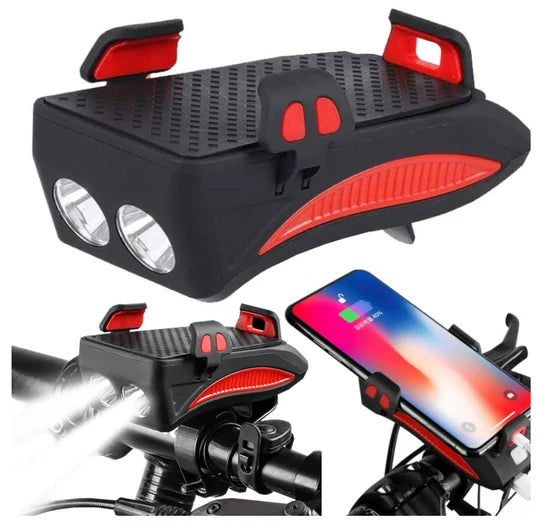 USB LED lampa za bicikl sa držačem za telefon i sirenom