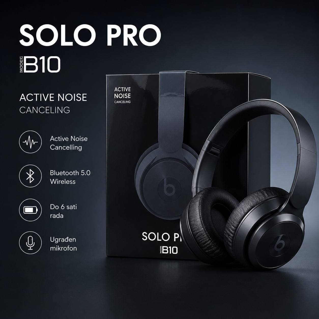 SOLO PRO B10 Bluetooth Slušalice sa Active Noise Cancelling funkcijom